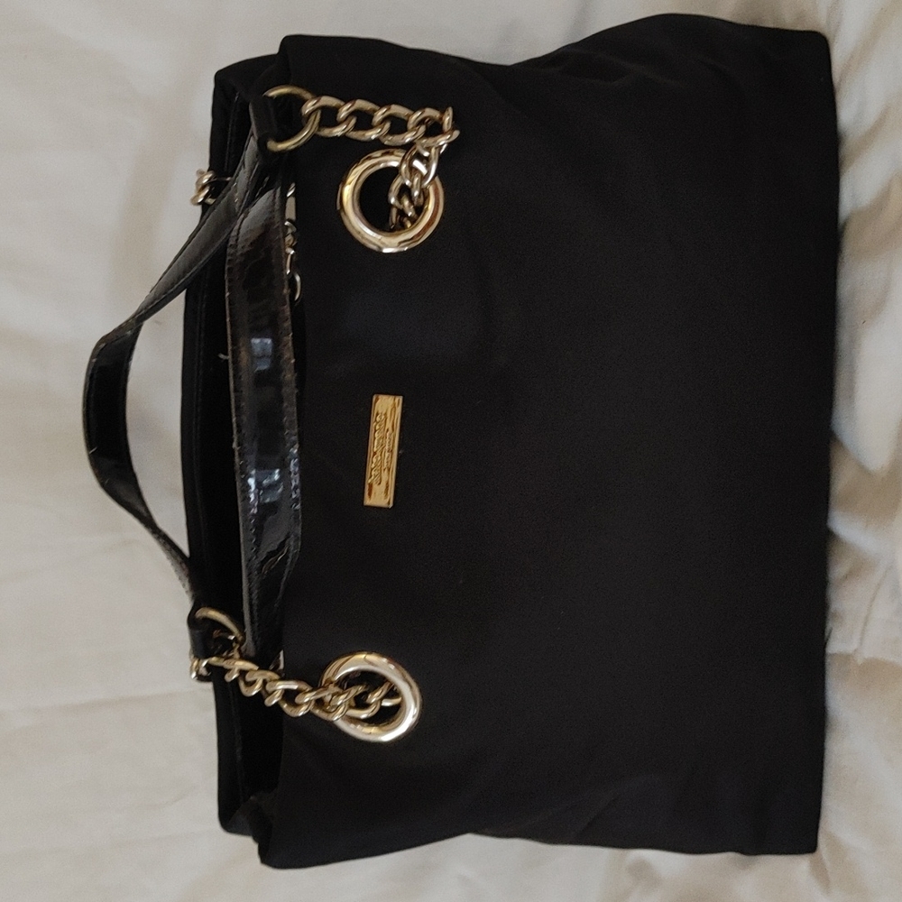 Kate Spade Elena Black Nylon & Patent Leather Shoulder Hobo Handbag - Picture 2 of 11